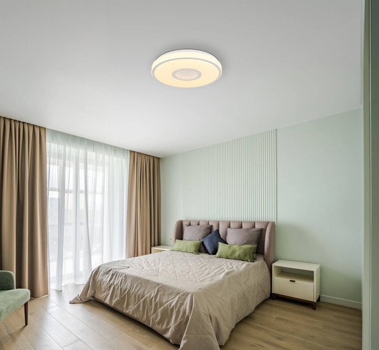 Globo Astania LED Deckenleuchte 24W Warmweiß Weiß, Metall Sparkle-Dekor Memoryfunktion Ø38cm 41264T