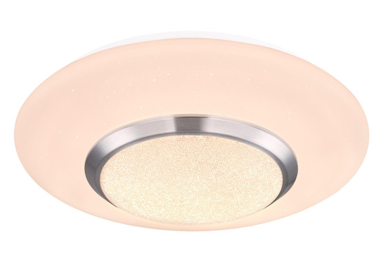 Globo Candida LED Deckenleuchte 18W Warmweiß Weiß, Metall Fernbedienung Nachtlicht Sparkle-Dekor Memoryfunktion Ø34cm 48311-18RGB