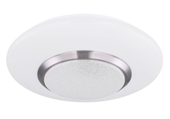Globo Candida LED Deckenleuchte 18W Warmweiß Weiß, Metall Fernbedienung Nachtlicht Sparkle-Dekor Memoryfunktion Ø34cm 48311-18RGB