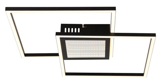 Globo Saunders LED Deckenleuchte 32W CCT Schwarz Matt, Metall Fernbedienung Nachtlicht Memoryfunktion 5cm 48468-32