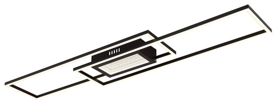 Globo Saunders LED Deckenleuchte 42W CCT Schwarz Matt, Metall Fernbedienung Nachtlicht Memoryfunktion 5cm 48468-42