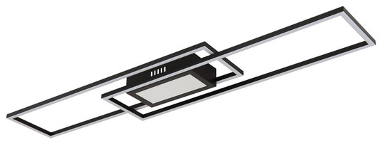 Globo Saunders LED Deckenleuchte 42W CCT Schwarz Matt, Metall Fernbedienung Nachtlicht Memoryfunktion 5cm 48468-42
