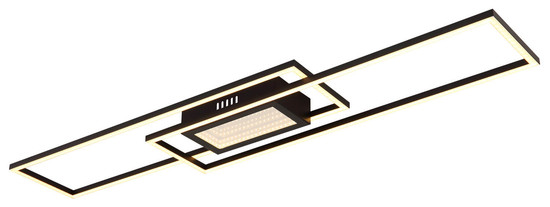 Globo Saunders LED Deckenleuchte 42W CCT Schwarz Matt, Metall Fernbedienung Nachtlicht Memoryfunktion 5cm 48468-42