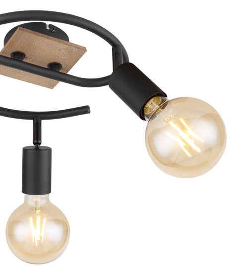 Globo Martha E27 Strahler 3-fach 40W Schwarz, Metall Ø4,3cm 54008-3H