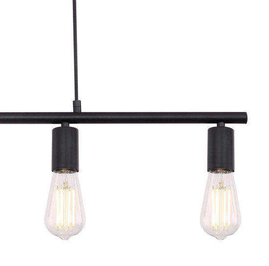 Globo Martha E27 Hängeleuchte 4-fach 60W Schwarz, Metall 120cm 54008-4H