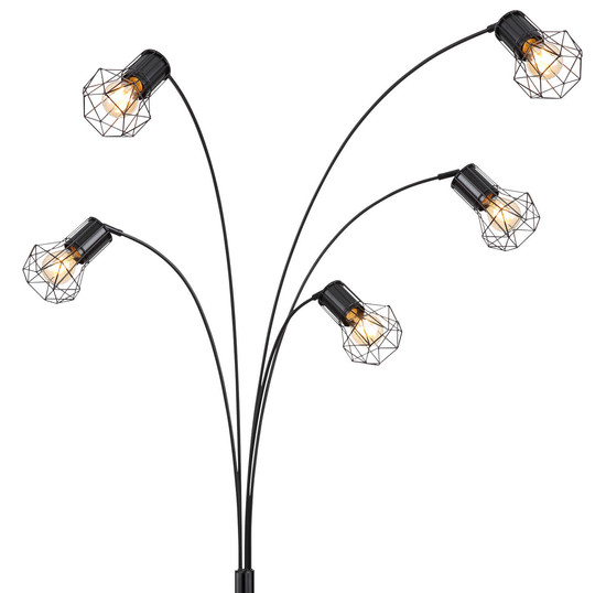 Globo Priska E27 Stehleuchte 5-fach 40W Schwarz Matt, Metall Ø13cm 54017S