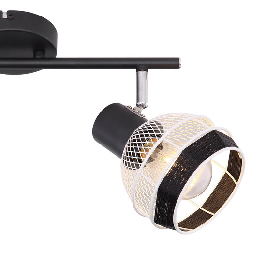 Globo Griddy E27 Strahler 2-fach 40W Schwarz Matt, Metall Ø12,2cm 54022-2
