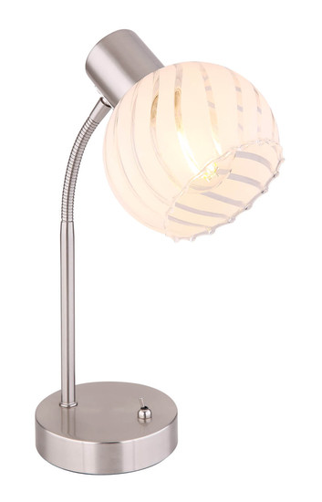 Globo Willy E27 Tischleuchte 40W Nickel Matt, Metall Ø13cm 54025-1T
