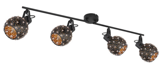 Globo Jodie E27 Strahler 4-fach 40W Schwarz Matt, Metall Ø12cm 54029-4