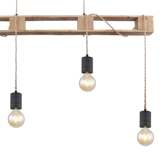 Globo Joelle E27 Hängeleuchte 4-fach 60W Schwarz Matt, Metall 120cm 54030-4PH