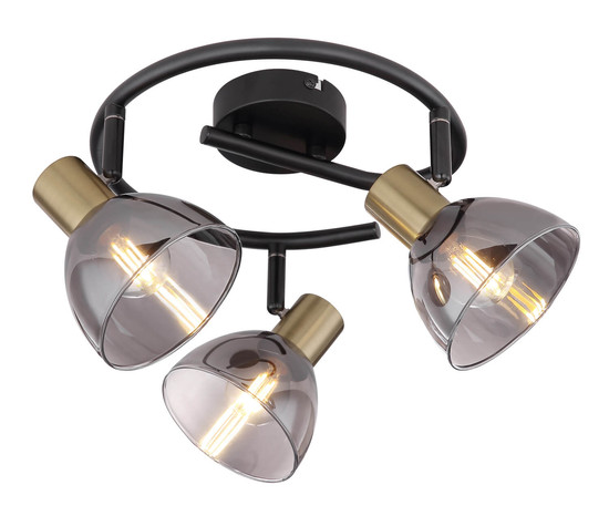 Globo Jay E14 Strahler 3-fach 25W Schwarz, Metall Ø11cm 54305-3