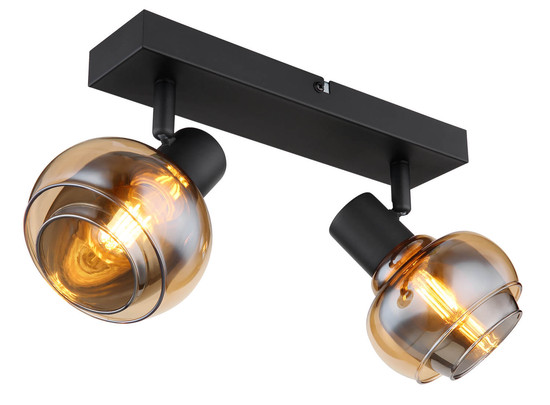 Globo Tokki E14 Strahler 2-fach 40W Schwarz Matt, Metall Ø10,5cm 54309-2B