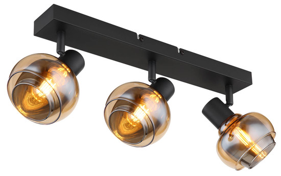 Globo Tokki E14 Strahler 3-fach 40W Schwarz Matt, Metall Ø10,5cm 54309-3B