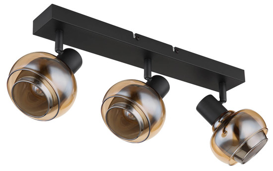 Globo Tokki E14 Strahler 3-fach 40W Schwarz Matt, Metall Ø10,5cm 54309-3B