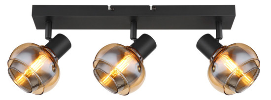 Globo Tokki E14 Strahler 3-fach 40W Schwarz Matt, Metall Ø10,5cm 54309-3B