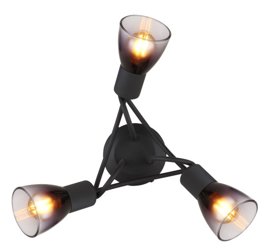 Globo Satella Strahler 3-fach Schwarz Matt, Metall Ø7,2cm 54312-3