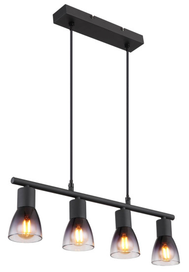Globo Satella Pendelleuchte 4-fach Schwarz Matt, Metall Ø7,2cm 54312-4