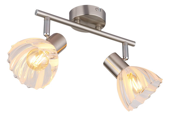 Globo Zachery E14 Strahler 2-fach 40W Nickel Matt, Metall Ø10cm 54315-2