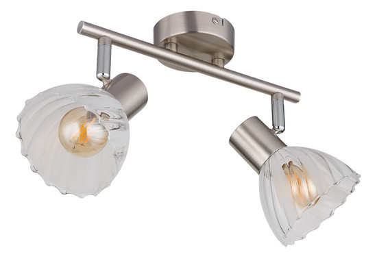 Globo Zachery E14 Strahler 2-fach 40W Nickel Matt, Metall Ø10cm 54315-2