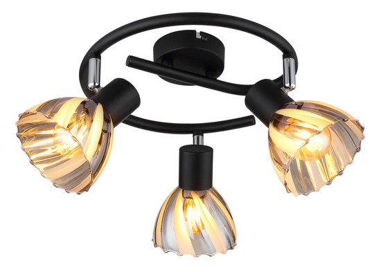 Globo Zachery E14 Strahler 3-fach 40W Schwarz Matt, Metall Ø10cm 54315S-3