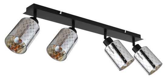 Globo Alonso E27 Strahler 4-fach 40W Schwarz Matt, Metall Ø9cm 54316-4