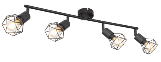 Globo Xara I E14 Strahler 4-fach 40W Schwarz, Metall Ø8cm 54802S-4