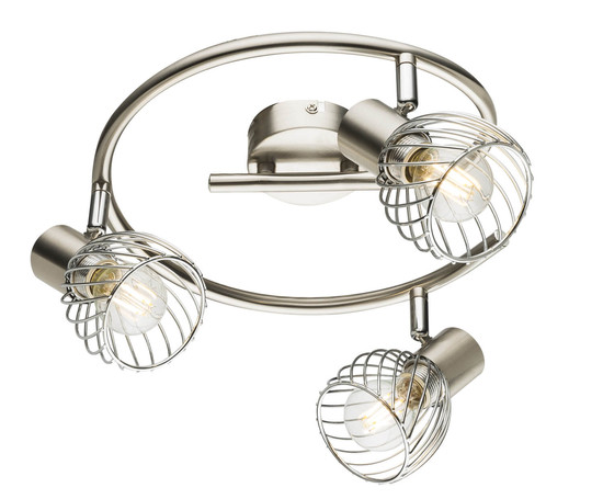 Globo Texas E14 Strahler 3-fach 40W Nickel Matt, Metall Ø8cm 54809-3