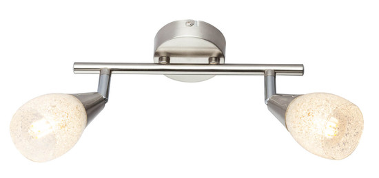 Globo Franziska E14 Strahler 2-fach 25W Nickel Matt, Metall Ø6,5cm 54813-2