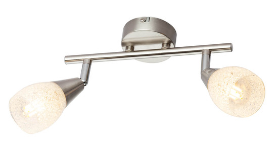 Globo Franziska E14 Strahler 2-fach 25W Nickel Matt, Metall Ø6,5cm 54813-2