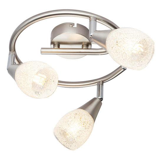 Globo Franziska E14 Strahler 3-fach 25W Nickel Matt, Metall 19cm 54813-3