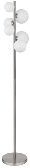 Globo Riha G9 Stehleuchte 6-fach 3,50W Warmweiß Nickel Matt, Metall 155cm 56140-6S