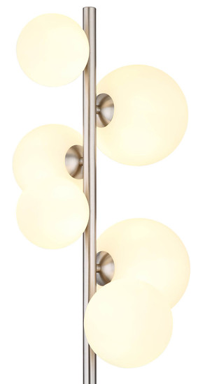 Globo Riha G9 Stehleuchte 6-fach 3,50W Warmweiß Nickel Matt, Metall 155cm 56140-6S