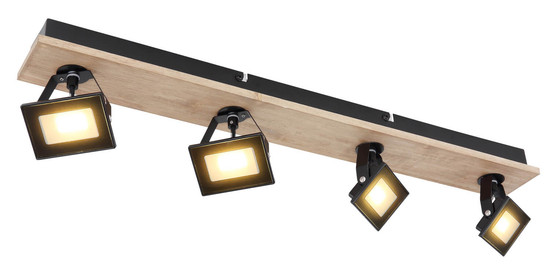 Globo Joya LED Strahler 4-fach 5W Warmweiß Schwarz Matt, Metall 11cm 56247-4B