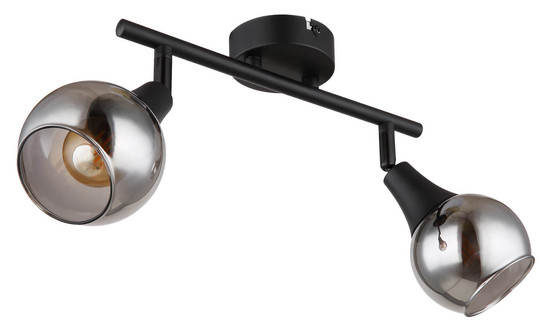Globo Glyptar E14 Strahler 2-fach 40W Schwarz Matt, Metall Ø9cm 57904-2
