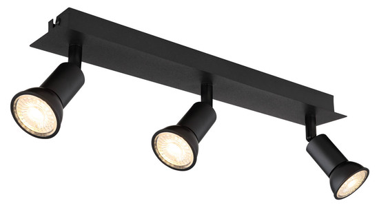 Globo Drew GU10 Strahler 3-fach 35W Schwarz Matt, Metall Ø3cm 57998-3