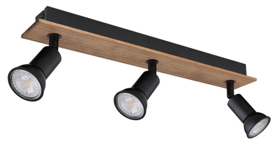 Globo Drew GU10 Strahler 3-fach 35W Dunkelbraun, Holz Ø3cm 57998-3W