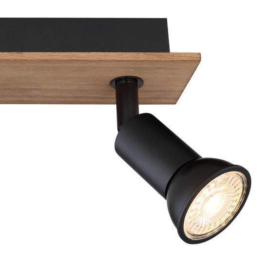 Globo Drew GU10 Strahler 3-fach 35W Dunkelbraun, Holz Ø3cm 57998-3W