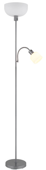 Globo Hinton E27 Stehleuchte 60W Silberfarben Matt, Metall Ø26cm 59947