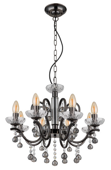 Globo Camila E14 Luster 8-fach 40W Schwarz-Chrom, Metall 125cm 64134-8