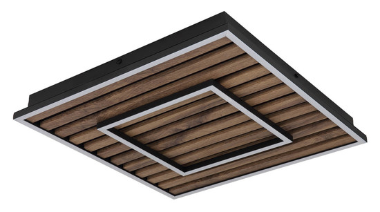 Globo Woody LED Deckenleuchte 36W Warmweiß Schwarz Matt, Metall Memoryfunktion 6cm 67345D1