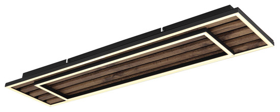 Globo Woody LED Deckenleuchte 36W Warmweiß Schwarz Matt, Metall Memoryfunktion 6cm 67345D2