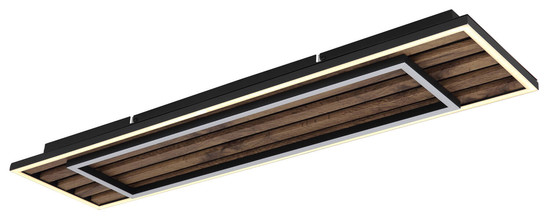 Globo Woody LED Deckenleuchte 36W Warmweiß Schwarz Matt, Metall Memoryfunktion 6cm 67345D2