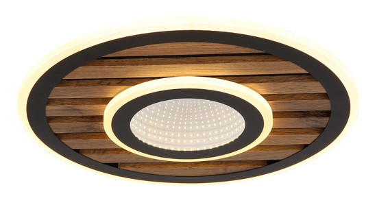 Globo Woody LED Deckenleuchte 24W Warmweiß Schwarz Matt, Metall Memoryfunktion Ø40cm 67345D4