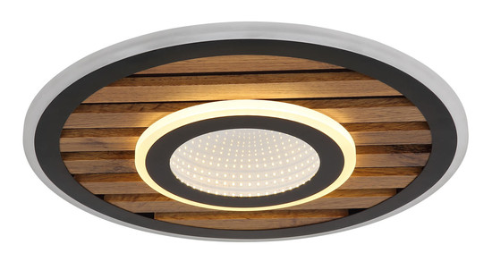 Globo Woody LED Deckenleuchte 24W Warmweiß Schwarz Matt, Metall Memoryfunktion Ø40cm 67345D4