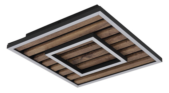 Globo Woody LED Deckenleuchte 18W Warmweiß Schwarz Matt, Metall Memoryfunktion 6cm 67345D