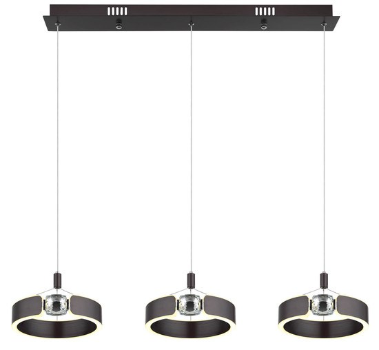 Globo Hendricks LED Hängeleuchte 36W Warmweiß Bronzefarben Gebürstet, Metall Ø22cm 67349-3H