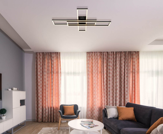 Globo Tatjana LED Deckenleuchte 55W Warmweiß Schwarz Matt 7,4cm 67363-55