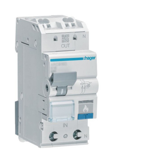 Hager ARC910D Fehlerlichtbogen-Schutzeinrichtung AFDD mit LS-Schalter 1PN 6kA B-10A 2M