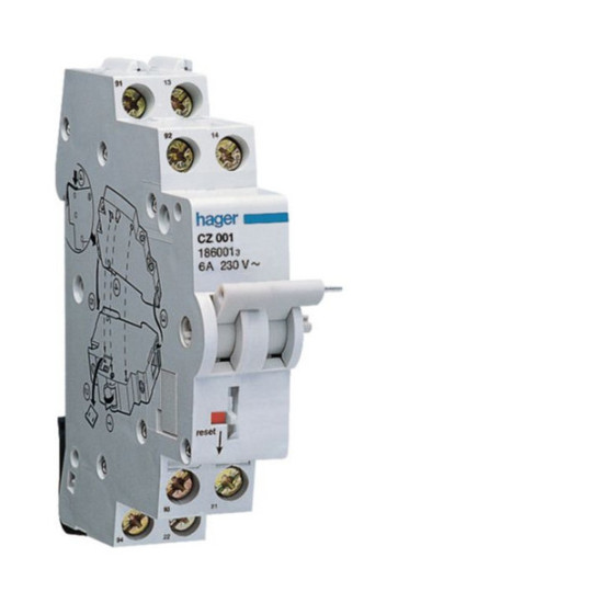 Hager CZ001 Signalkontakt für Fehlerstromschutzschalter< 125A 2 Schließer  2 Öffner 6A 240V