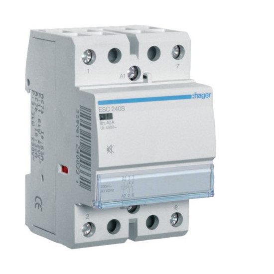 Hager ESC240S Installationsschütz brummfrei 40A 2 Schließer 230V